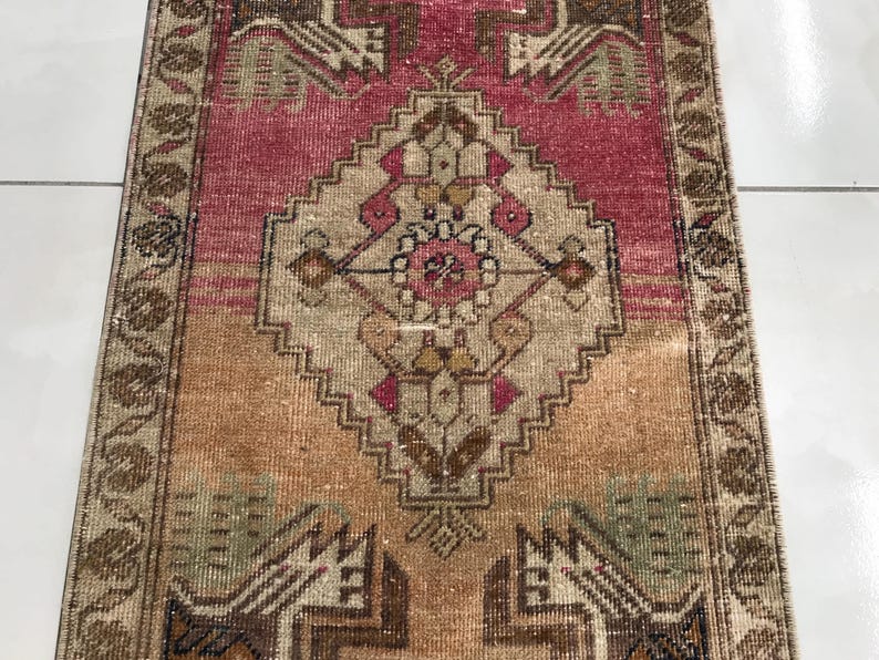 Multicolor rug, Bath mat aesthetic, Simple mat, Rug for kitchen, Turkish wool rug, Old rug, Bed beside rug, Vintage rug, 1.6x3.3 ft, RK13973 image 4