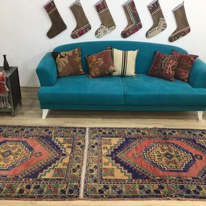 Dywan boho, Dywan vintage boho, Dywan eklektyczny boho, Kolorowy dywan boho, Dywan plemienny boho, 3,6 x 10,7 stopy, RK 7160 zdjęcie 3