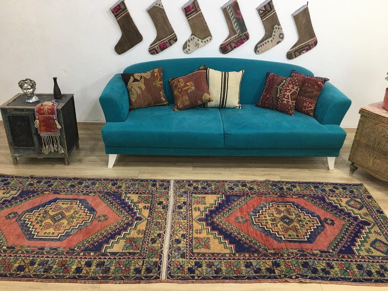 Dywan boho, Dywan vintage boho, Dywan eklektyczny boho, Kolorowy dywan boho, Dywan plemienny boho, 3,6 x 10,7 stopy, RK 7160 zdjęcie 3