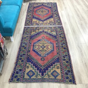 Dywan boho, Dywan vintage boho, Dywan eklektyczny boho, Kolorowy dywan boho, Dywan plemienny boho, 3,6 x 10,7 stopy, RK 7160 zdjęcie 1