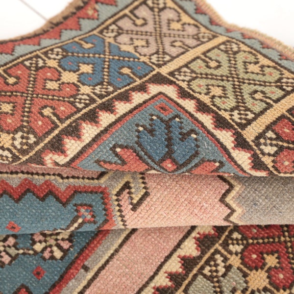 Primitive rug, Turkish handmade rug, Pastel rug, Porch rug, Ethnic rug, Vntage area rug, Bordered rug, Housewarming rug, 3.2x5.5 ft, RK13405