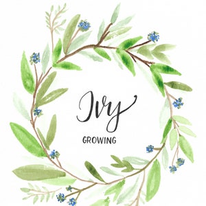Watercolor Wreath Name Art - Ivy - Digitized Art Downloadable Print