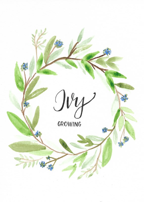 Watercolor Wreath Name Art Ivy Digitized Art Downloadable Etsy Watercolor Wreath Name Art Ivy Digitized Art Downloadable Etsy