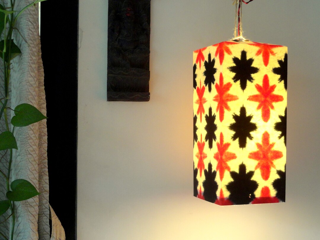Tie Dyed Handmade Paper Lampshades, Hanging Lampshade, Folding Paper