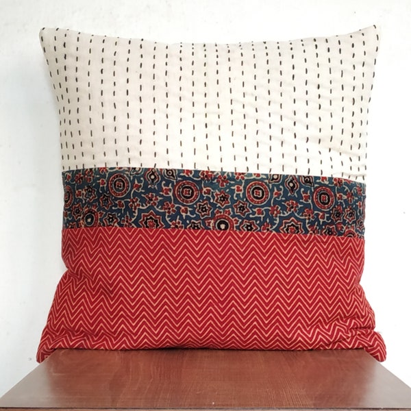 Aaira Pink Cushion Cover With Chevron And Dot Patterns