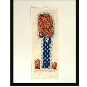 Textile wall art quilted kantha embroidered, tapestry, wall decor, handmade wall art, minimalist Art,