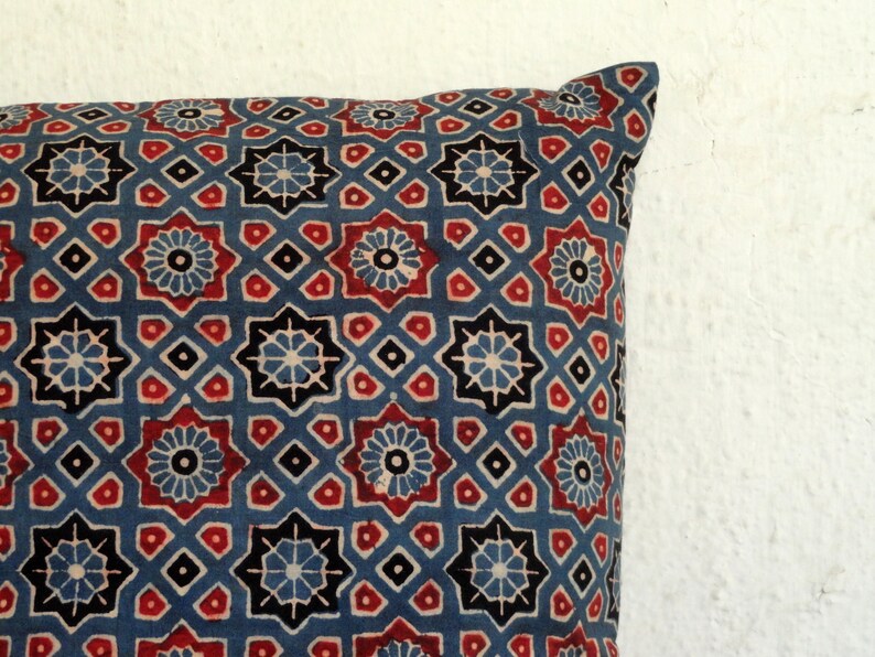 Indigo Pillow Cover in Natural Dye Indigo Block Print Pillow Etsy