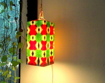 Tie Dyed handmade paper lampshades, hanging lampshade, folding paper lampshade, Christmas gift, paper lantern