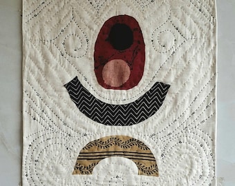 Quilted Textile Art Wall Hanging, Minimalist wall tapestry