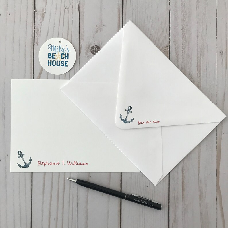Anchor personalized stationary / nautical stationery set Etsy