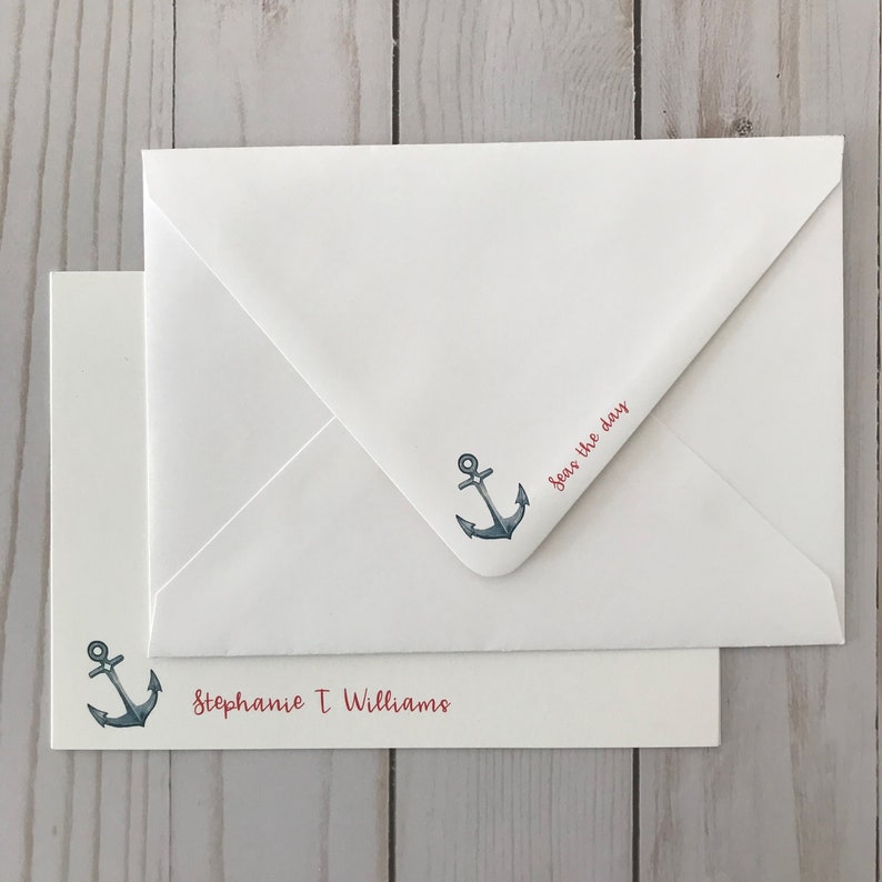 Anchor personalized stationary / nautical stationery set Etsy