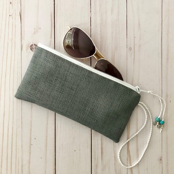 Sunglasses Pouch Dark Green And Red Plaid Squeeze Top Portable Ey 並行輸入品