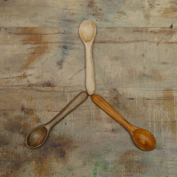 Hand-carved Wooden Eating Spoon 18th Century Reproduction