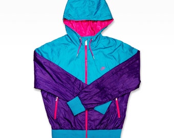 Vintage 90s polyester Nike Windbreaker, old school tracksuit jacket by Nike