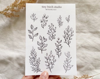 Minimal Botanicals | illustrated bujo stickers | planner and journaling stickers
