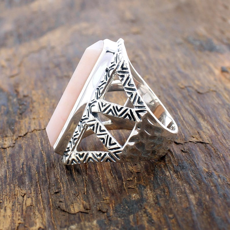 Men/'s Ring Size 8 Pink Opal Pink Opal Gemstone Ring Sterling Silver Pink Opal Ring