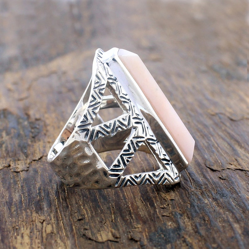 Men/'s Ring Size 8 Pink Opal Pink Opal Gemstone Ring Sterling Silver Pink Opal Ring