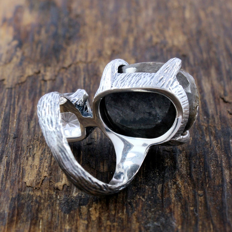 Herkimer Diamond /& Clear Quartz Ring Solid Sterling Silver size 6