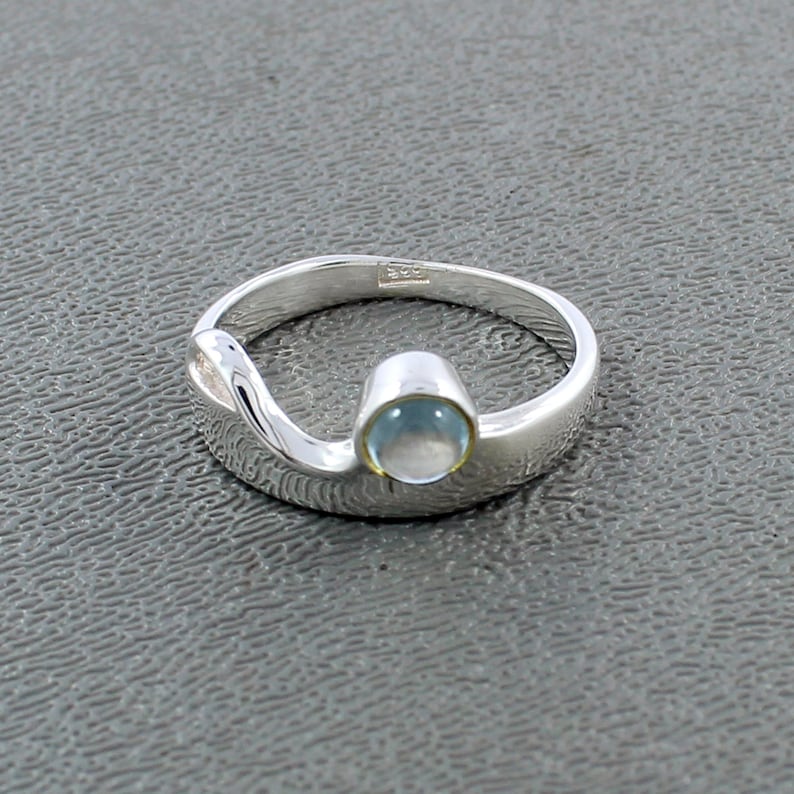 Topaz Sterling Silver Ring Size 8 Blue Topaz Ring