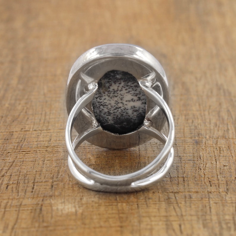 Size 7 Unisex Ring Beautiful Dendritic Ring Handmade Ring Dendritic Opal Ring
