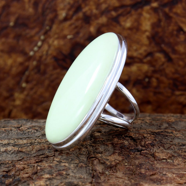 Lemon Chrysoprase Ring Chrysoprase Silver Jewelry Size 8 Solid Sterling Silver Ring