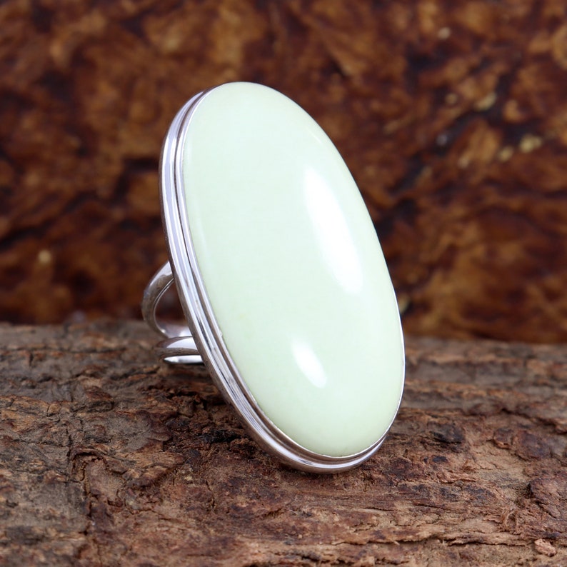 Lemon Chrysoprase Ring Chrysoprase Silver Jewelry Size 8 Solid Sterling Silver Ring