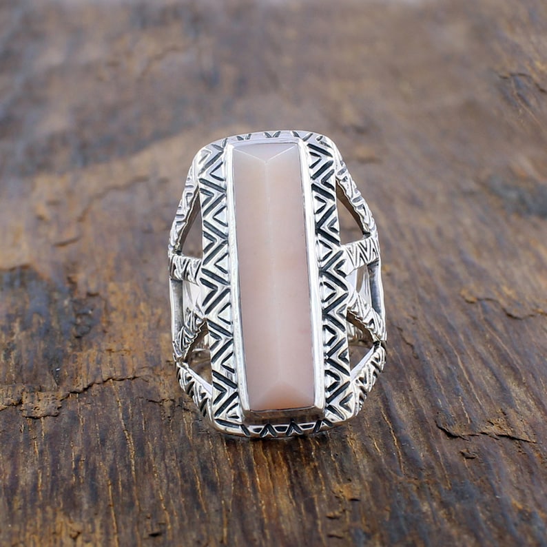 Men/'s Ring Size 8 Pink Opal Pink Opal Gemstone Ring Sterling Silver Pink Opal Ring