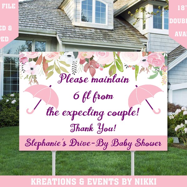 Drive by Baby Shower Yard Sign Etsy