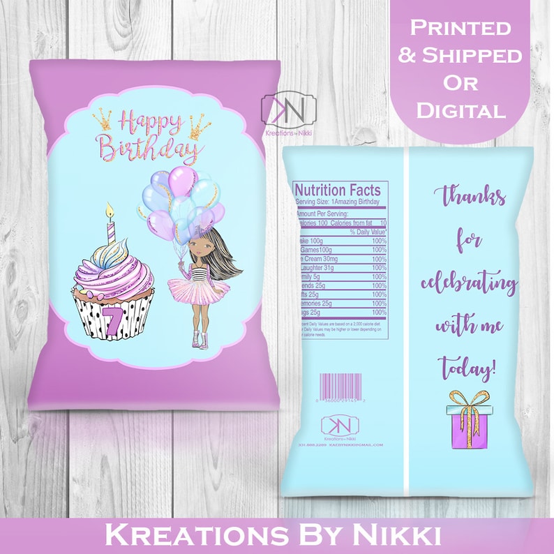 Princess Birthday Party Favor Bagscustom Chip Bagsprincess Birthday