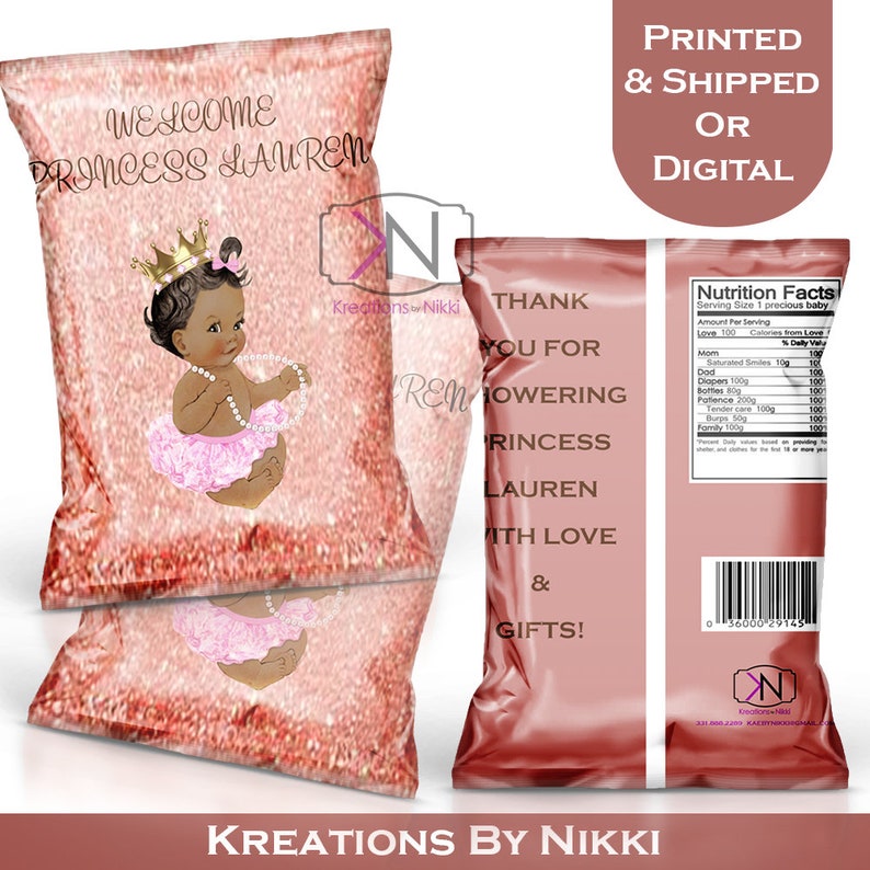 Princess Baby Shower Favor Bags Custom Chip Bags Baby Shower Chip Bags