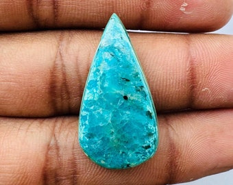 Cabujón de crisocola en forma de pera único - Cabujón de crisocola para hacer joyas, 30 x 16 x 5 mm