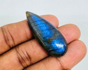 Natural Blue Labradorite Pear Shape Cabochon, Labradorite Cabochon For Gemstone Jewelry Making,, 44X17X8 mm