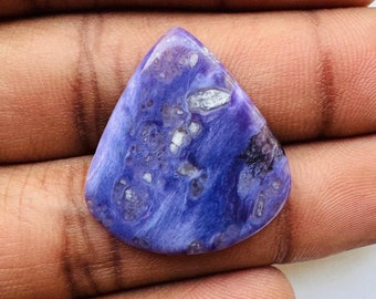 Genuine Purple Charoite Pear Shape Cabochon, Charoite Cabochon For Jewelry Making,, 25X23X2 MM