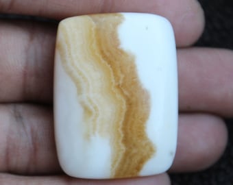 Orange Calcite Rectangle Cabochon – Jewelry Making Stone (34x26x6mm)