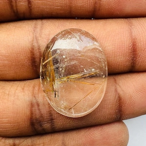 Natural Golden Rutile Oval Shape Cabochon, Golden Rutile Cabochon For Jewelry Making,, 24X18X4 MM