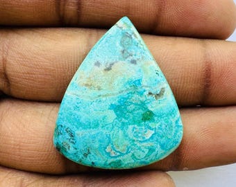 Cabujón único en forma de pera de crisocola - Cabujón de crisocola para la fabricación de joyas, 33X28X5 MM