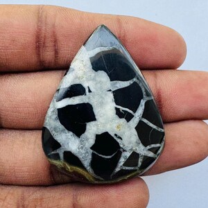 Top Quality Black Septarian Pear Shape Cabochon, Septarian Cabochon For Jewelry Uses,, 44X34X4 MM,,