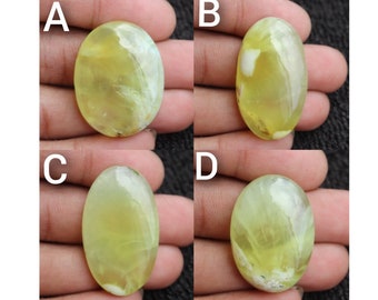 Australian Prehnite Oval Cabochon, Green & White Gemstone (30-36 mm)