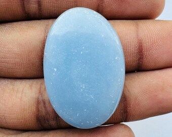 Blue Angelite Stone Cabochon - Oval Gemstone (34X23X6 mm)