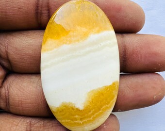 Orange Calcite Stone - Oval Shape Cabochon, Orange Calcite Gemstone For Jewelry Making,, 50X29X5 mm ( Free Drilling Available )