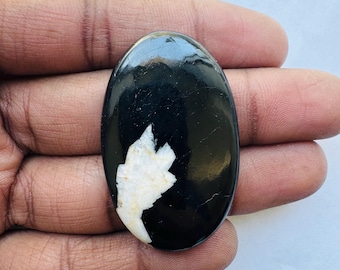 Black Tourmaline - oval Shape Cabochon, Black Tourmaline Cabochon For Jewelry Making,, 44X27X7 MM