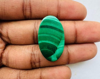 Natural Green Malachite Oval Cabochon, Jewelry Making (30X17X4 MM)