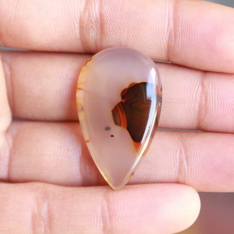 High Quality Montana Agate Pear Shape Cabochon,Montana Agate Cabochon For Jewelry Making,,35X21X5 mm,,DG-1725 image 3