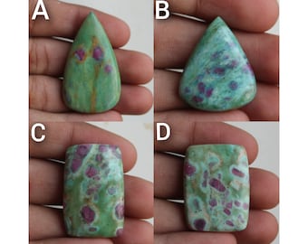 Ruby Fuchsite Pear And Rectangle Shape Cabochon, Ruby Fuchsite Cabochon For Lot Gemstone Jewelry Making,, 27 To 42  mm