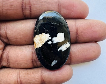 Black Tourmaline - oval Shape Cabochon, Black Tourmaline Cabochon For Jewelry Making,, 38X23X6 MM