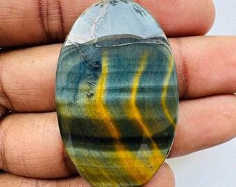 Natural Blue Tiger Eye Oval Cabochon: Pendant Stone (47X29X4 MM)