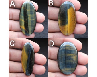 Oval Blue Tiger Eye Cabochon, Gemstone Pendant (38-48 mm)