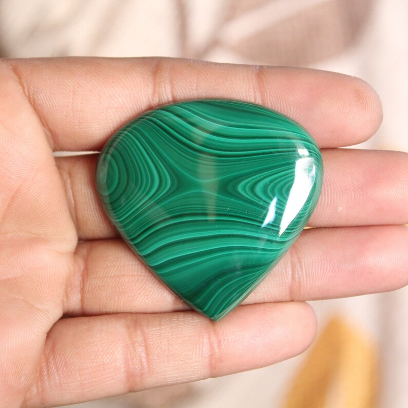 Natural Malachite Heart Shape Cabochon,Malachite Cabochon For Jewelry Making,,46X47X6 mm,,DG-1828