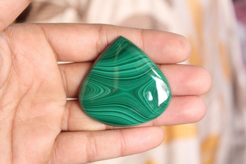 Natural Malachite Heart Shape Cabochon,Malachite Cabochon For Jewelry Making,,46X47X6 mm,,DG-1828