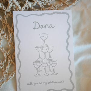 Bridesmaid Proposal Card Template, Will You Be My Bridesmaid, Bridesmaid Card, Hand drawn Bridesmaid Card, Squiggle Border